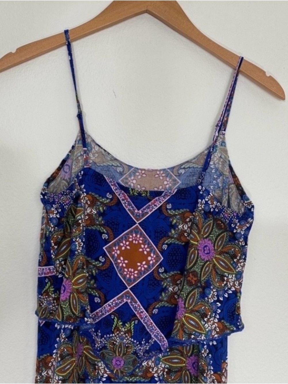 3/$25 Xhilaration Junior Blue Paisley Maxi Dress Size Small Boho Hippie Vacation - Picture 5 of 14